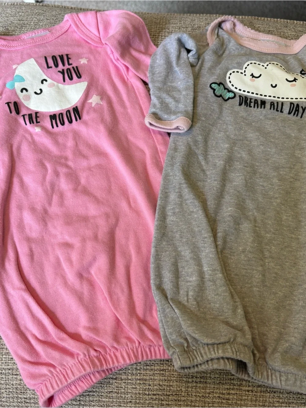 Gerber Pink & Gray Moon and Cloud Sleep Gowns